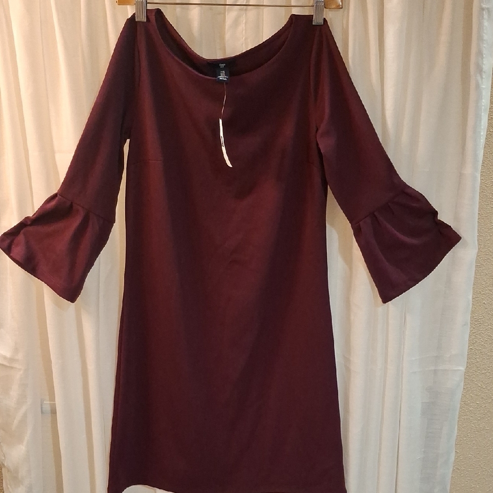 Elegant GAP Burgundy Dress with Flared Sleeves Sz XS